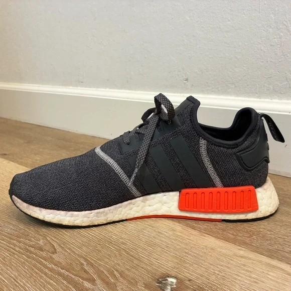 Adidas NMD R1 Black Gray Orange Men’s Size US 11.5 Boost Sneakers Pre-Owned